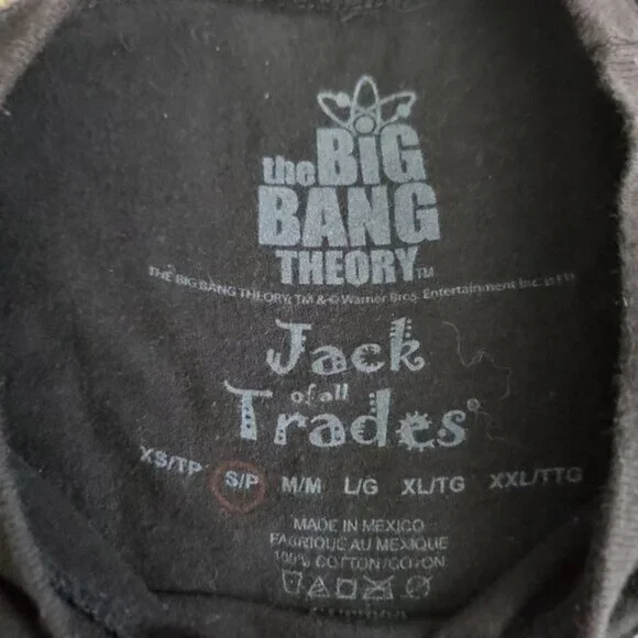 Big Bang Theory Sheldon Black Graphic Tee S - Picture 3 of 6